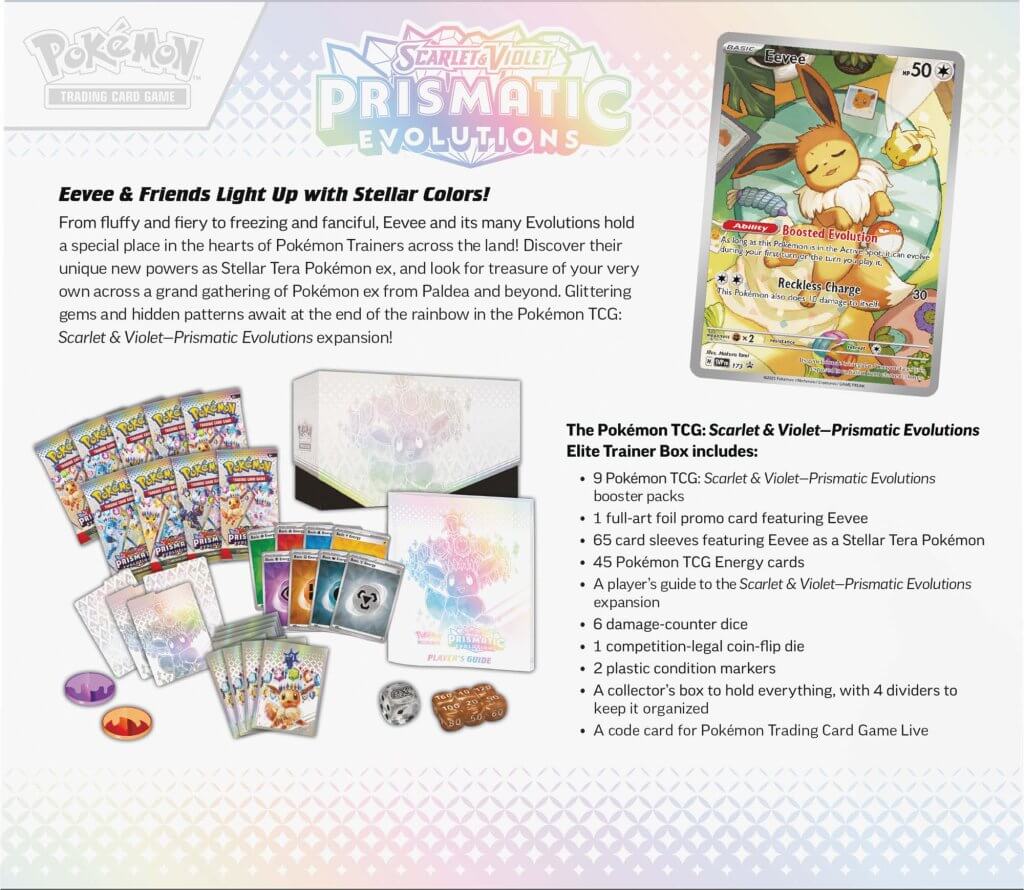POKÉMON TCG Scarlet & Violet 8.5 Prismatic Evolutions Elite Trainer Bo