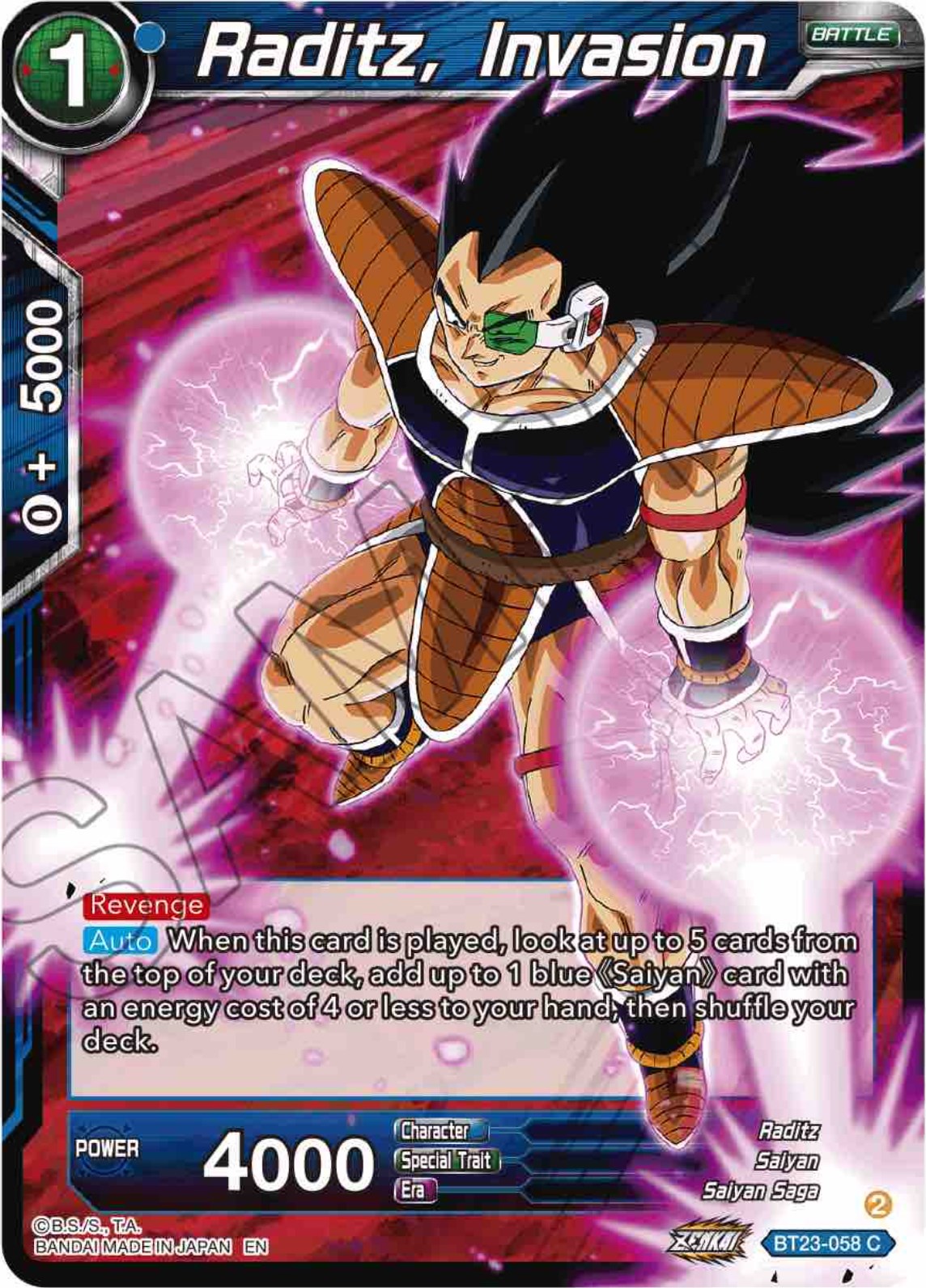 Raditz, Invasion (BT23-058) [Perfect Combination]