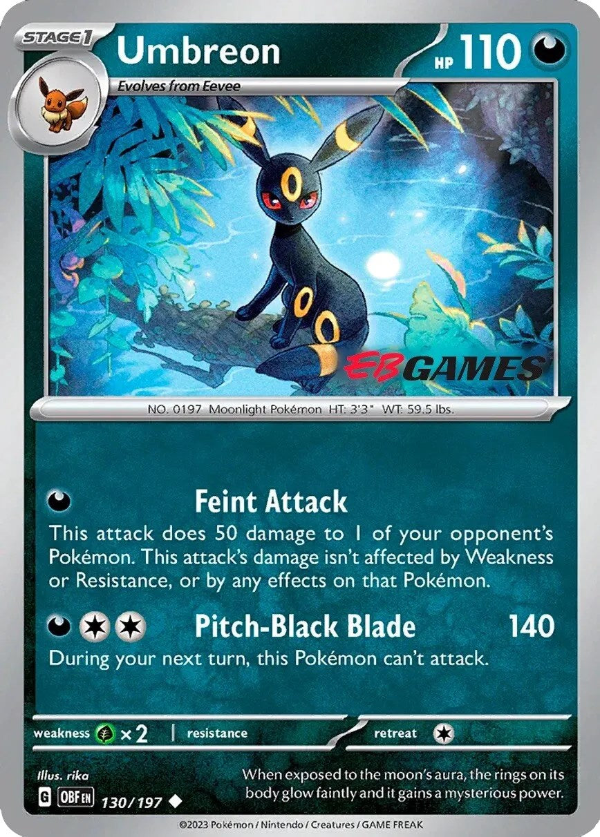 Umbreon (130/197) (EBGames Exclusive) [Scarlet & Violet: Obsidian Flames]