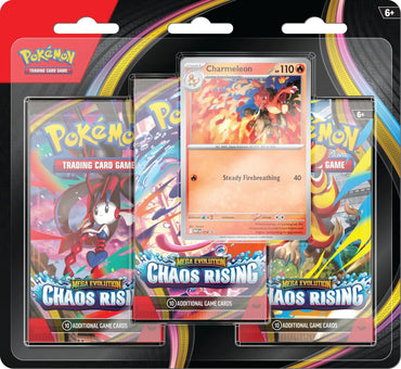 [PREORDER!!] Mega Evolution: Chaos Rising 3 Pack Blister (Charmeleon)