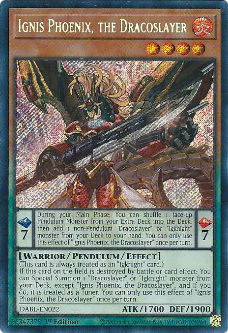 Ignis Phoenix, the Dracoslayer [DABL-EN022] Secret Rare